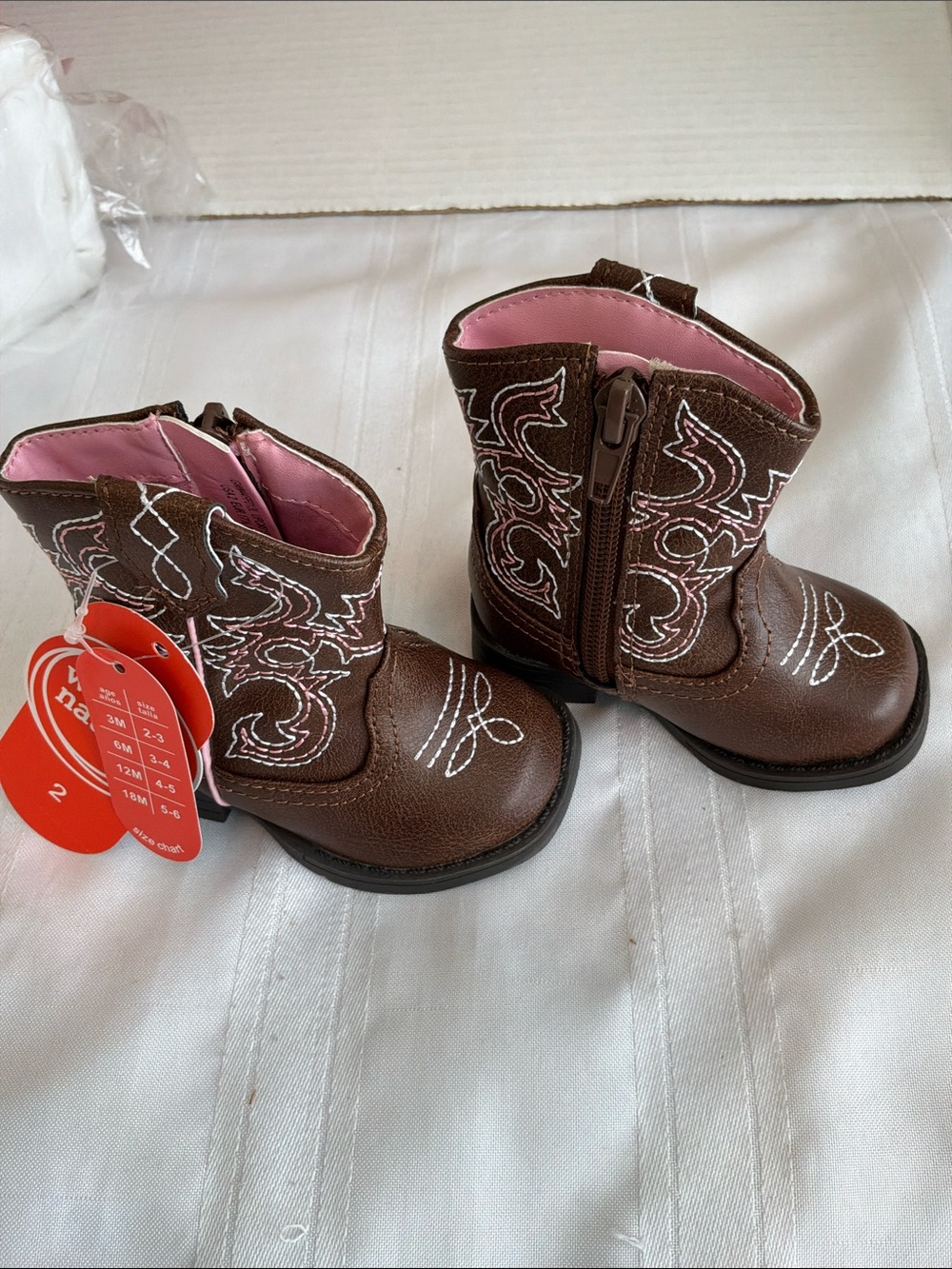 Wonder Nation Brown Boots with Pink Lining - Toddler Cowboy Style